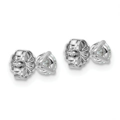 18k White Gold 1/2 carat Lab Grown Diamond VS+ F+ Round Complete Three Prong Stud Earrings