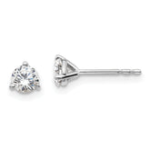 18k White Gold 1/2 carat Lab Grown Diamond VS+ F+ Round Complete Three Prong Stud Earrings