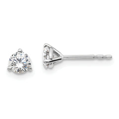 18k White Gold 1/2 carat Lab Grown Diamond VS+ F+ Round Complete Three Prong Stud Earrings