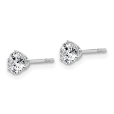 18k White Gold 3/4 carat Lab Grown Diamond VS+ F+ Round Complete Three Prong Stud Earrings