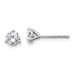 18k White Gold 3/4 carat Lab Grown Diamond VS+ F+ Round Complete Three Prong Stud Earrings