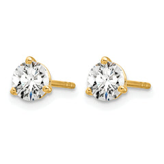 14k 3/4 carat Certified Lab Grown Diamond VS+ F+ Round Complete Three Prong Stud Earrings