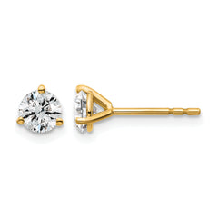 14k 3/4 carat Certified Lab Grown Diamond VS+ F+ Round Complete Three Prong Stud Earrings