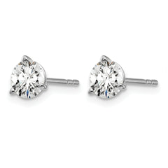 14k White Gold 1 carat Certified Lab Grown Diamond VS+ F+ Round Complete Three Prong Stud Earrings
