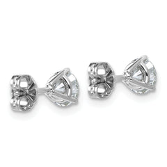 14k White Gold 1 carat Certified Lab Grown Diamond VS+ F+ Round Complete Three Prong Stud Earrings