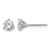 14k White Gold 1 carat Certified Lab Grown Diamond VS+ F+ Round Complete Three Prong Stud Earrings
