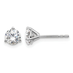 14k White Gold 1 carat Certified Lab Grown Diamond VS+ F+ Round Complete Three Prong Stud Earrings
