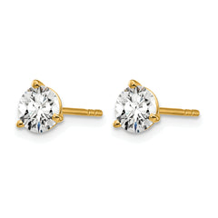14k Yellow Gold 1 1/4 ctw Lab Grown Diamond VS+ F+ Round 3 Prong Heavy Wt. Stud Earrings
