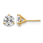 14K Yellow Gold 3 ct Lab-Created Diamond VS+ F+, 3-Prong Stud Earrings
