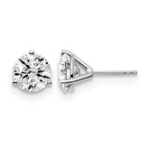 14k White Gold 4 carat Lab Grown Diamond VS+ F+ Round Complete Three Prong Stud Earrings