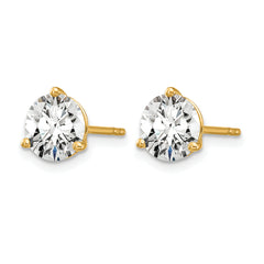 14k 5 carat Certified Lab Grown Diamond VS+ F+ Round Complete Three Prong Stud Earrings