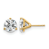 14k 5 carat Certified Lab Grown Diamond VS+ F+ Round Complete Three Prong Stud Earrings