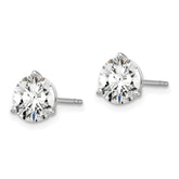 18k White Gold 6 carat Lab Grown Diamond VS+ F+ Round Complete Three Prong Stud Earrings