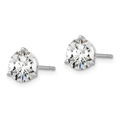 18k White Gold 6 carat Lab Grown Diamond VS+ F+ Round Complete Three Prong Stud Earrings