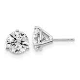 18k White Gold 6 carat Lab Grown Diamond VS+ F+ Round Complete Three Prong Stud Earrings