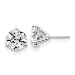 18k White Gold 6 carat Lab Grown Diamond VS+ F+ Round Complete Three Prong Stud Earrings