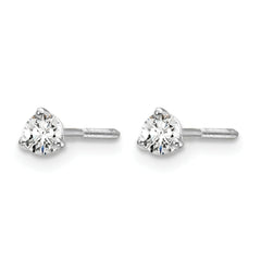 14k White Gold 1/5 carat Lab Grown Diamond VS/SI+ G+ Round Complete Three Prong Screwback Stud Earrings