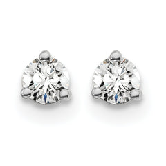 14k White Gold 1/5 carat Lab Grown Diamond VS/SI+ G+ Round Complete Three Prong Screwback Stud Earrings