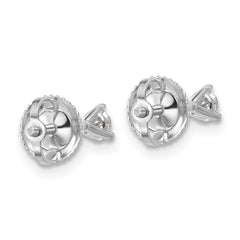 14k White Gold 1/5 carat Lab Grown Diamond VS/SI+ G+ Round Complete Three Prong Screwback Stud Earrings