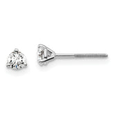 Platinum 1/4 carat Lab Grown Diamond VS+ F+ Round Complete Three Prong Screwback Stud Earrings