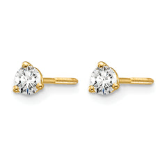 14k 1/4 carat Lab Grown Diamond VS+ F+ Round Complete Three Prong Screwback Stud Earrings