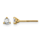 14k 1/4 carat Lab Grown Diamond VS+ F+ Round Complete Three Prong Screwback Stud Earrings