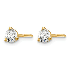 14k 1/3 carat Certified Lab Grown Diamond VS+ F+ Round Complete Three Prong Screwback Stud Earrings