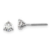 Platinum 1/2 ct Certified Lab-Created Diamond VS+ F+, 3-Prong Screw-Back Stud Earrings