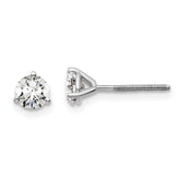 Platinum 3/4 ct Certified Lab-Created Diamond VS+ F+, 3-Prong Screw-Back Stud Earrings