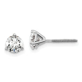 Platinum 1 ct Certified Lab-Created Diamond VS+ F+, 3-Prong Screw-Back Stud Earrings