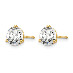 14k 1 1/2 carat Lab Grown Diamond VS+ F+ Round Complete Three Prong Screwback Stud Earrings