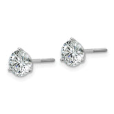 18k White Gold 5 carat Lab Grown Diamond VS+ F+ Round Complete Three Prong Screwback Stud Earrings