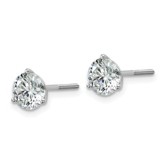 18k White Gold 5 carat Lab Grown Diamond VS+ F+ Round Complete Three Prong Screwback Stud Earrings