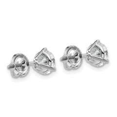 18k White Gold 5 carat Lab Grown Diamond VS+ F+ Round Complete Three Prong Screwback Stud Earrings