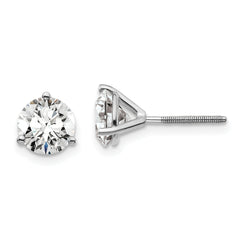 18k White Gold 5 carat Lab Grown Diamond VS+ F+ Round Complete Three Prong Screwback Stud Earrings