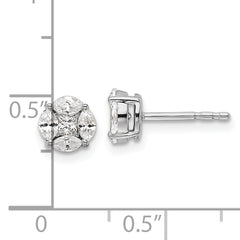 14k White Gold 1/2 carat Lab Grown Diamond VS/SI+ G+ Complete Round and Marquise Halo Post Earrings