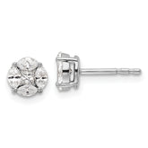14k White Gold 1/2 carat Lab Grown Diamond VS/SI+ G+ Complete Round and Marquise Halo Post Earrings
