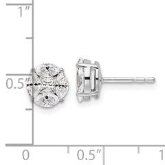 14k White Gold 1 carat Lab Grown Diamond VS/SI+ G+ Complete Round and Marquise Halo Post Earrings