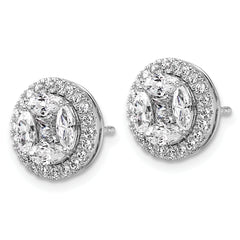 14k White Gold 1 1/2 carat Lab Grown Diamond VS/SI+ G+ Marquise Complete Halo Post Earrings