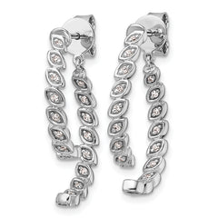 14K White Gold Polished Diamond Front and Back Dangle Earrings