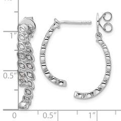 14K White Gold Polished Diamond Front and Back Dangle Earrings