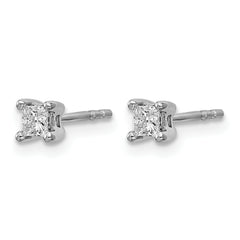 14k White Gold 1/4 carat Lab Grown Diamond VS+ F+ Princess Complete Four Prong Stud Earrings