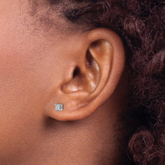 14k White Gold 1/4 carat Lab Grown Diamond VS+ F+ Princess Complete Four Prong Stud Earrings