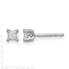 14k White Gold 1/4 carat Lab Grown Diamond VS+ F+ Princess Complete Four Prong Stud Earrings