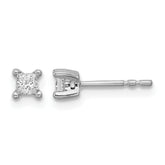 14k White Gold 1/4 carat Lab Grown Diamond VS+ F+ Princess Complete Four Prong Stud Earrings