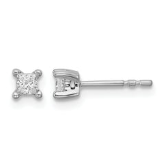14k White Gold 1/4 carat Lab Grown Diamond VS+ F+ Princess Complete Four Prong Stud Earrings