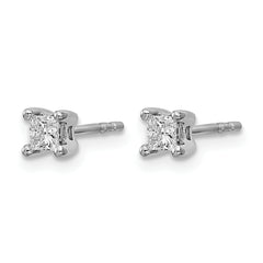 14k White Gold 1/3 carat Lab Grown Diamond VS+ F+ Princess Complete Four Prong Stud Earrings
