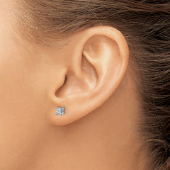 14k White Gold 1/3 carat Lab Grown Diamond VS+ F+ Princess Complete Four Prong Stud Earrings