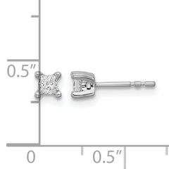 14k White Gold 1/3 carat Lab Grown Diamond VS+ F+ Princess Complete Four Prong Stud Earrings