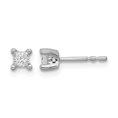 14k White Gold 1/3 carat Lab Grown Diamond VS+ F+ Princess Complete Four Prong Stud Earrings